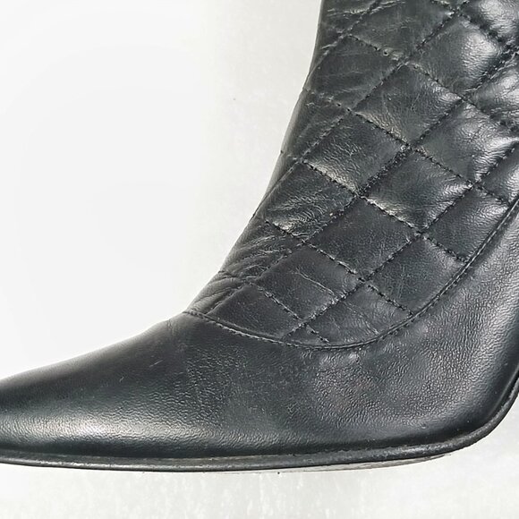 Delman Black Quilted Leather Knee-High StiletDeto Boots Women's 9 18" Shaft VGUC - Picture 10 of 16